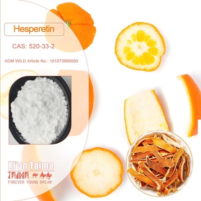Poudre d'hespérétine à 98% Cas 520-33-2, hespérétine extraite d'écorces d'orange séchées