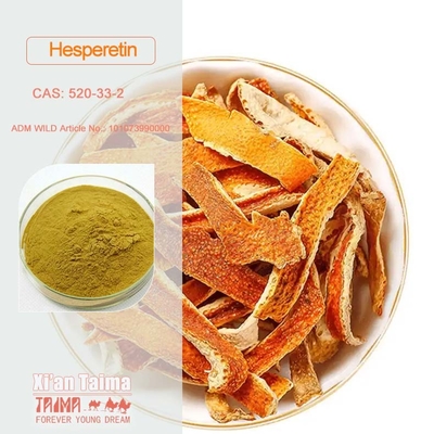 Poudre d'hespérétine à 98% Cas 520-33-2, hespérétine extraite d'écorces d'orange séchées