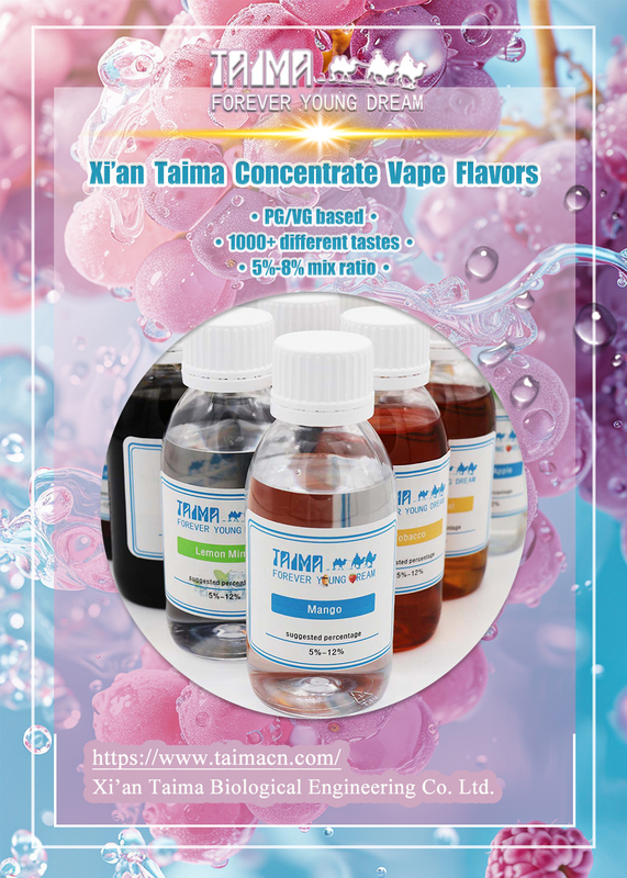 Premium E Cigarette Liquid Flavors with 5%-12% Mixed Ratio, FEMA No 2721-22-4, Made in USA